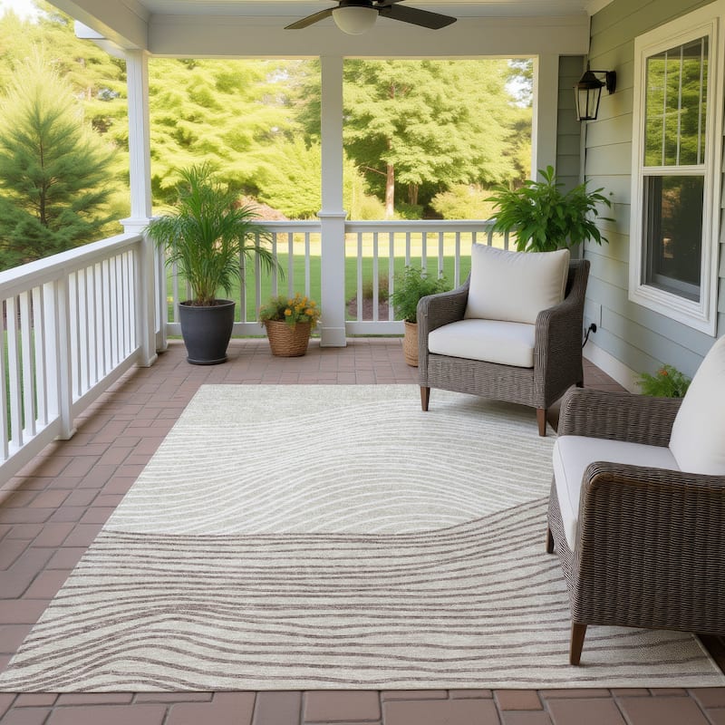 Machine Washable Indoor/ Outdoor Modern Arches Chantille Rug