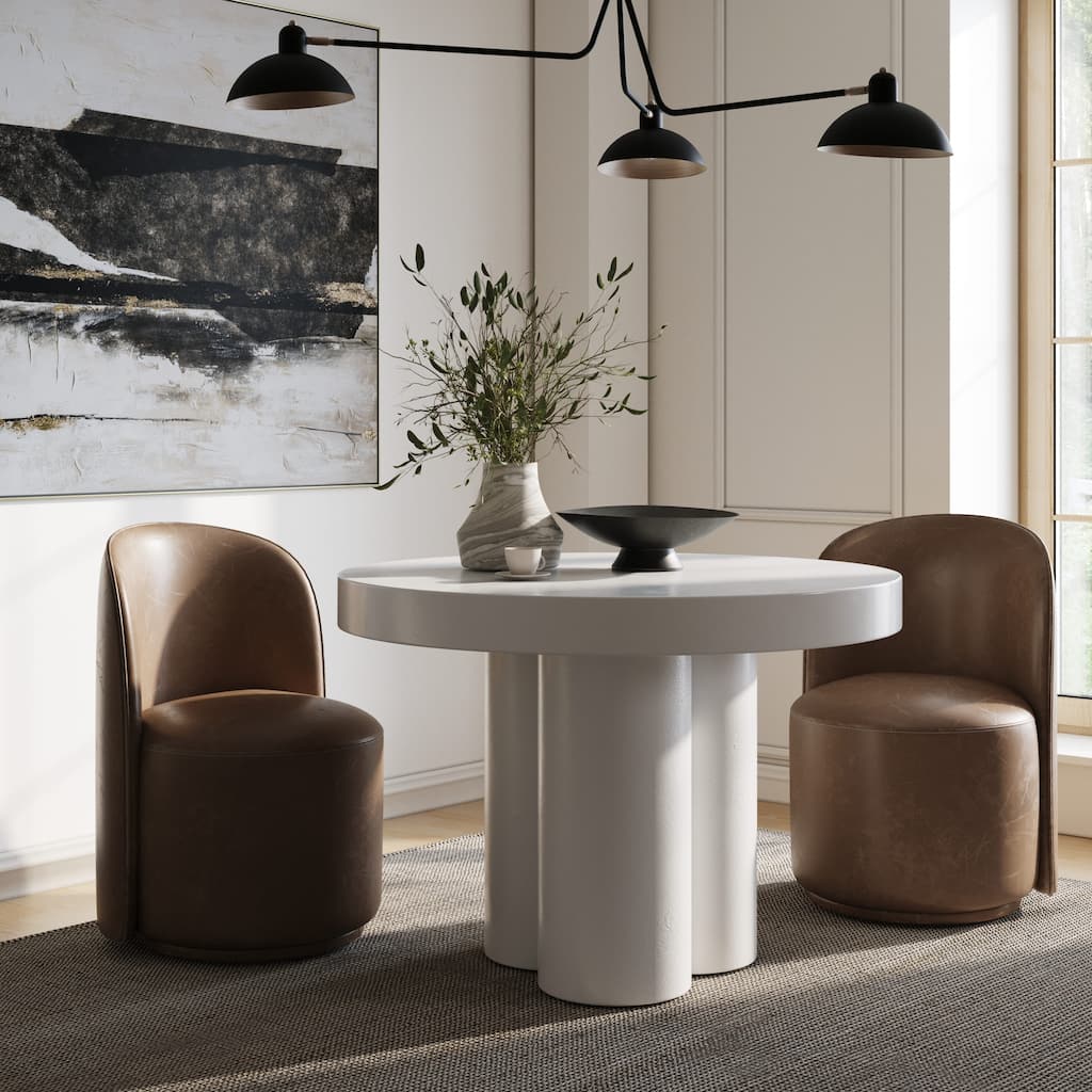 Modrest Bruni Modern White Concrete Round Dining Table