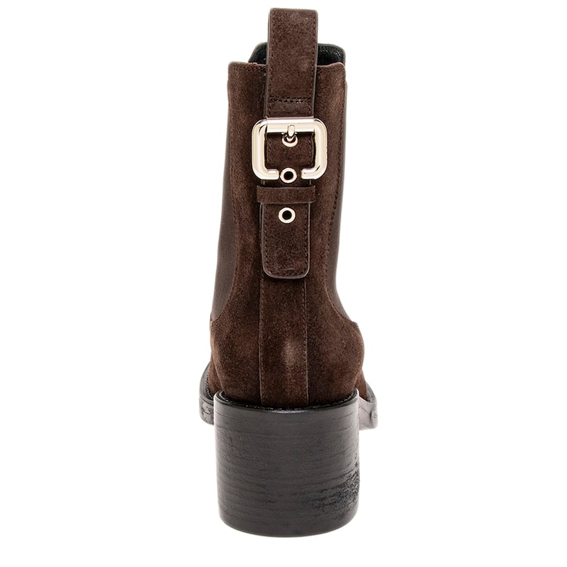 Chloe Dakota Chelsea Boot in Suede - Dark Brown and Black