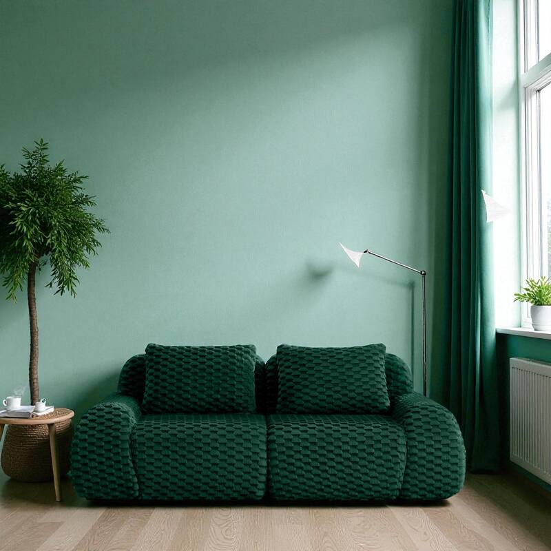 82" Modern Modular Flannelette Sectional Sofa, Deep Oversized 2-Seater Couch with Buckle Connection & Anti-Slip Base