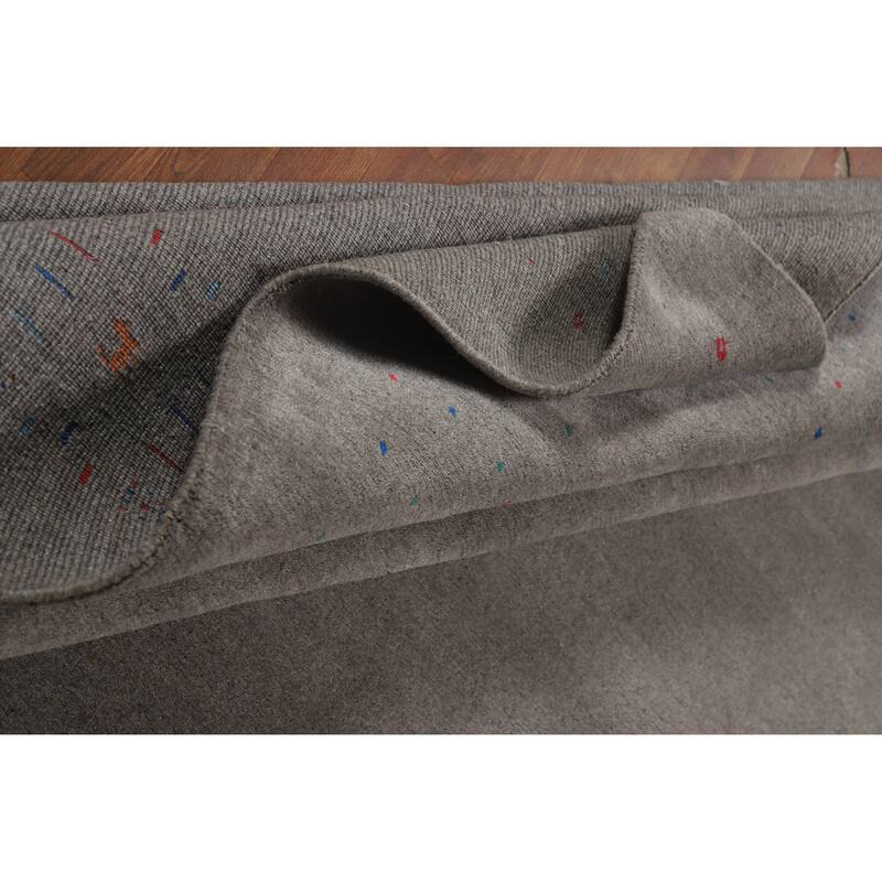 Hand Knotted Oriental 100% Wool Carpet Tribal Solid Greys & Charcoal Gabbeh Area Rug - 12' 5'' X 9' 3''