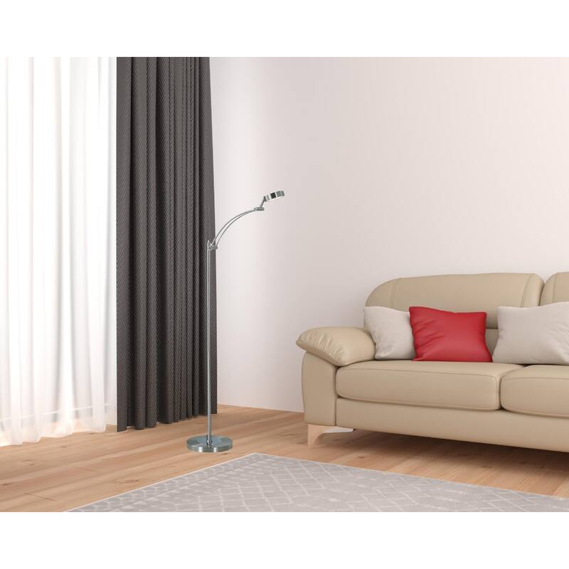 54" Silver Adjustable LED Task Floor Lamp With Silver - 9" x 16" x 54"
