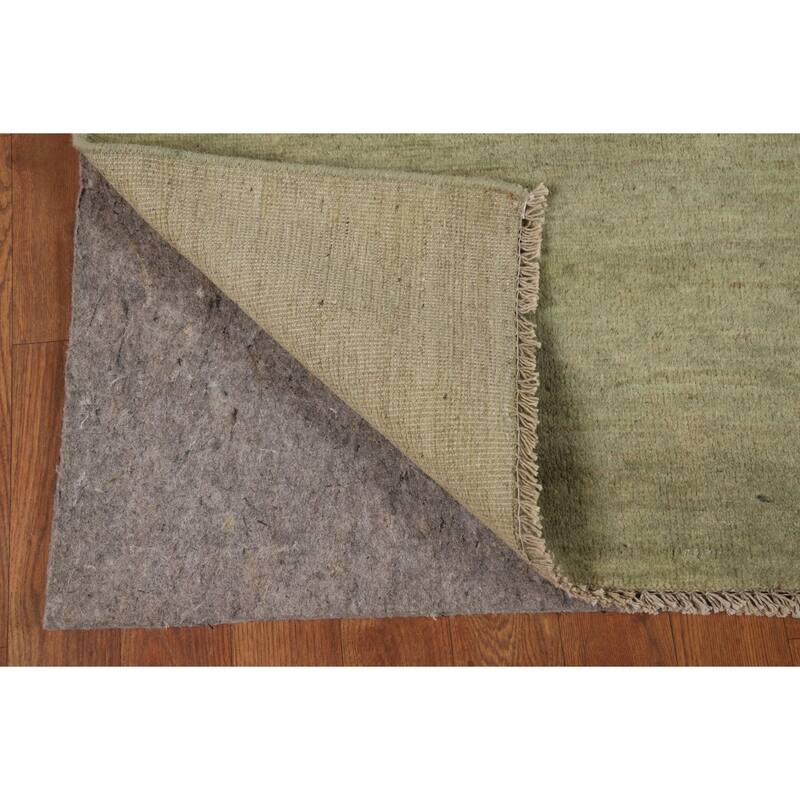 Hand Knotted Oriental 100% Wool Carpet Modern Solid Green Gabbeh Area Rug - 5' 0'' X 3' 5''