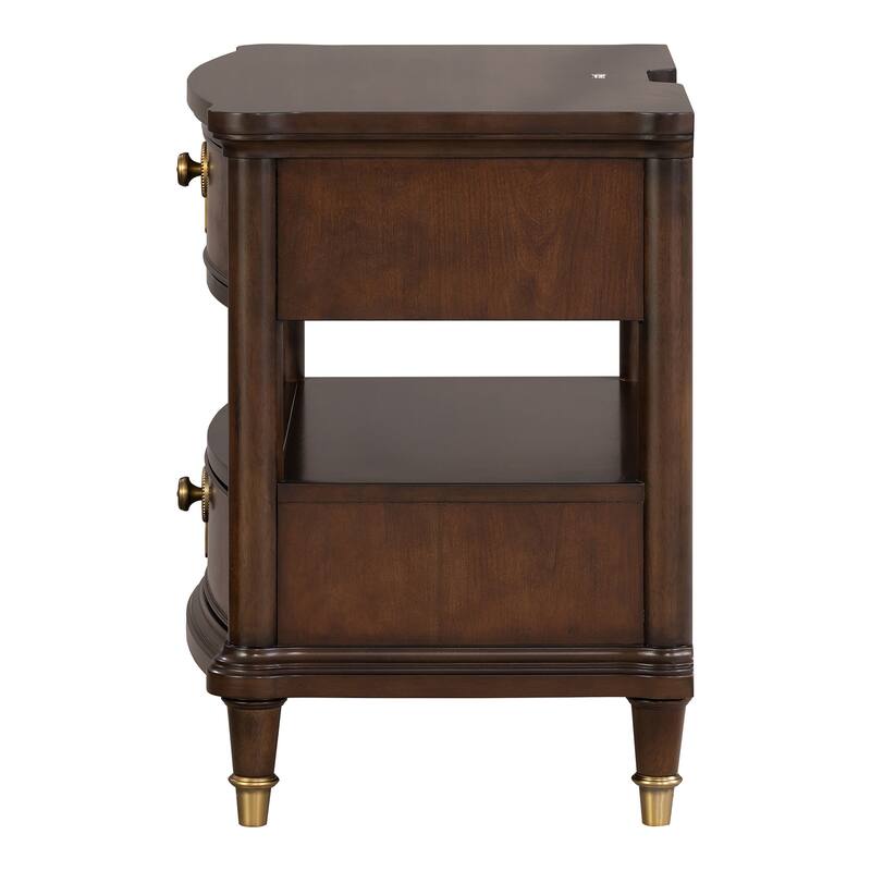 Furniture of America Prylen Modern 2-Piece Dark Cherry Solid Wood Panel Bedroom Set with LED Reading Lights