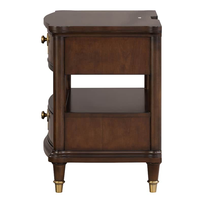 Furniture of America Prylen Modern 3-Piece Dark Cherry Solid Wood Panel Bedroom Set with LED Reading Lights