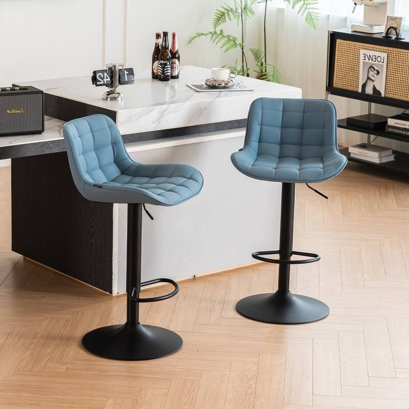 Adjustable Height Bar Stools Set of 2, Faux Leather Barstools for Kitchen Island Counter