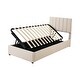 preview thumbnail 6 of 7, Beige Twin Size Upholstered Platform Bed with a Hydraulic Storage System