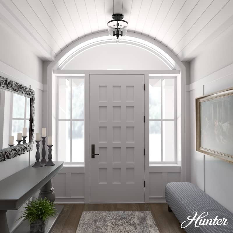 Hunter Belltown 3-Light Flush Mount Ceiling Light - Entry, Bedroom, Bath, Hallway - Transitional, Modern Farmhouse