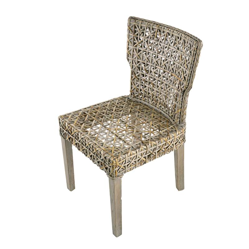 Woven Rattan Armless Side Chair - 34" - Gray