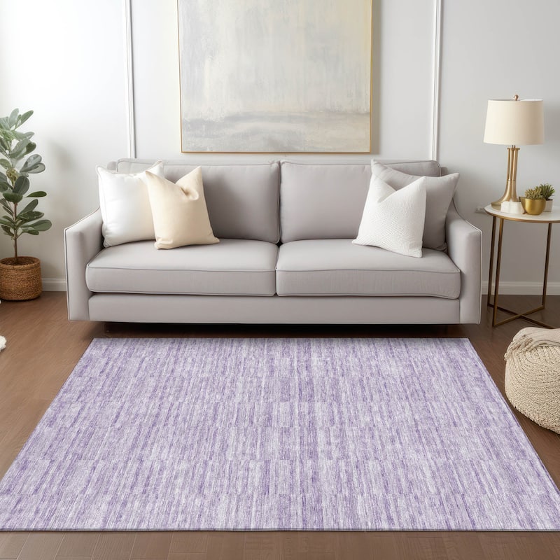 Machine Washable Indoor/ Outdoor Chantille Contemporary Blocks Rug