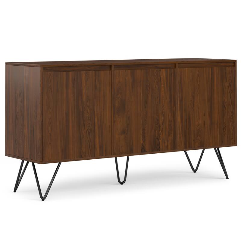 WYNDENHALL Moreno SOLID MANGO WOOD and Iron 60 x 18 inch Rectangle Contemporary 3 Door Sideboard Buffet - 60 inch Wide