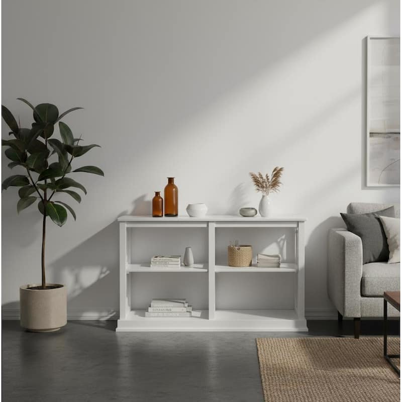 Alpes Clean-White Acacia Wood Console Vintage Entryway Table