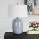 preview thumbnail 2 of 3, Glossy Ceramic Table Lamp with Tapered Shade - 27" - Blue and White