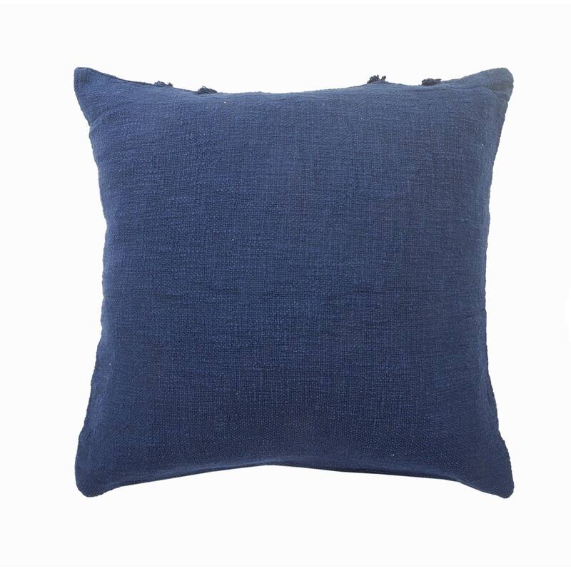 20" Navy Blue Hand Woven Diamond Tufted Square Throw Pillow