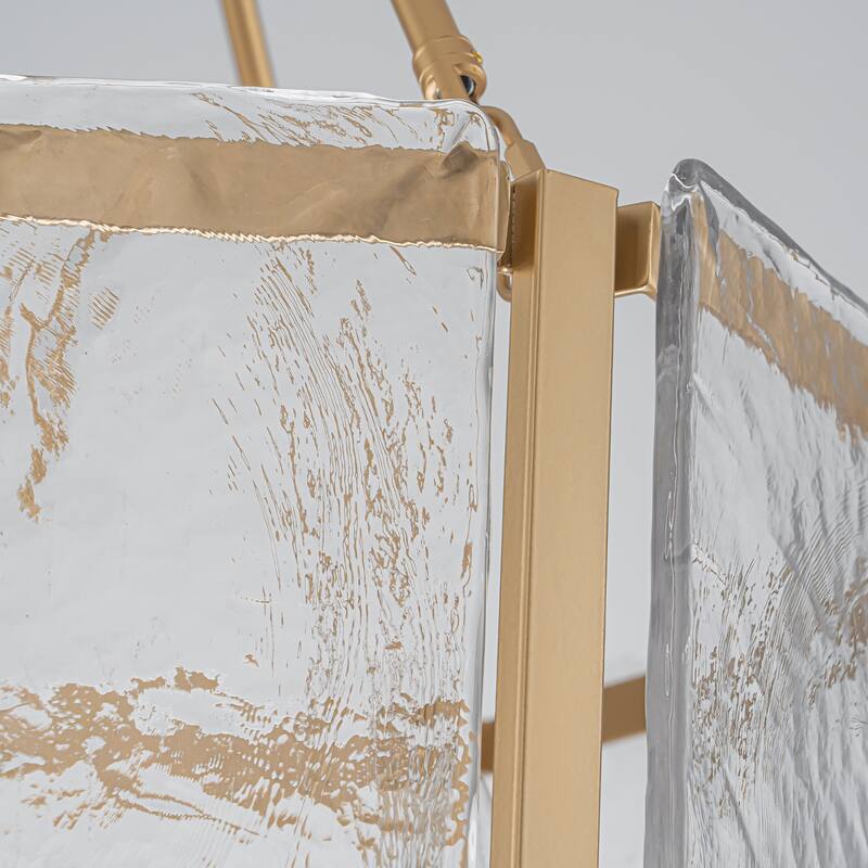 Black/Gold Glass Drum Chandeliers for Dining Room Living Room Entryway - W24.02"