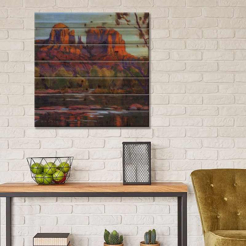 Cathedral Rock, Sedona Print On Wood by Konnie Kim - Multi-Color