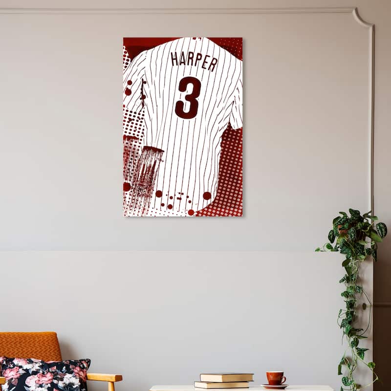 Wynwood Studio Prints Sports and Teams Crimson Baseball Jersey Red and Crimson Modern & Contemporary Wall Art Canvas Print - 30 x 20