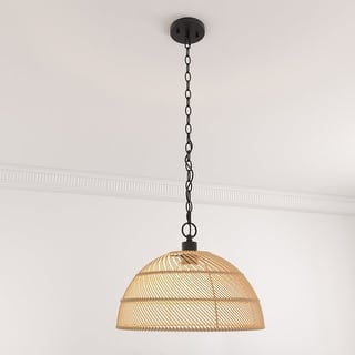 Acroma 1 - Light Hand-Woven Rattan Dome Pendant Light - 1-light
