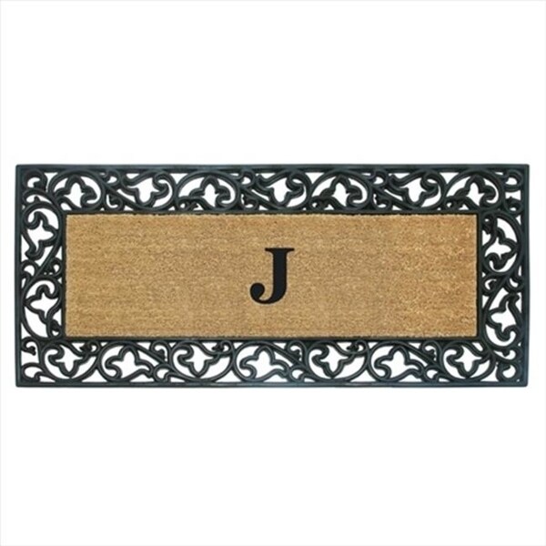 Nedia Home 18014K Acanthus Border 22 x 36 In. Rubber-Coir Doormat - Monogrammed K