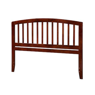 Richmond Queen Slatted Wood Headboard in Walnut Finish with Rounded Top and USB Charging Port