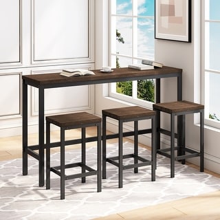 Counter Height Extra Long Dining Table Set with 3 Stools - Bed Bath ...