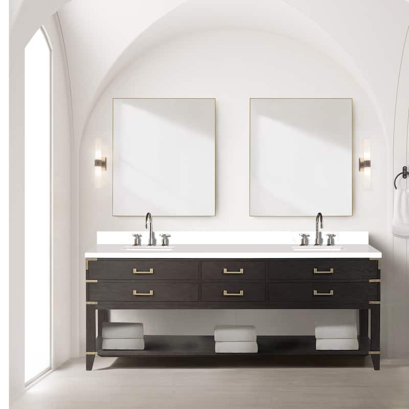 Norwalk 60 in W x 22 in D Black Oak Double Bath Vanity and Cultured Marble Top