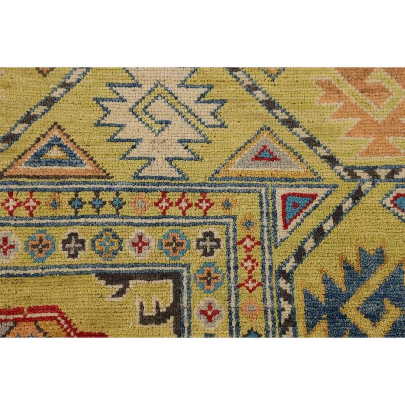 Yellow Kazak Oriental Area Rug Handmade Wool Carpet - 5'10" x 8'0"