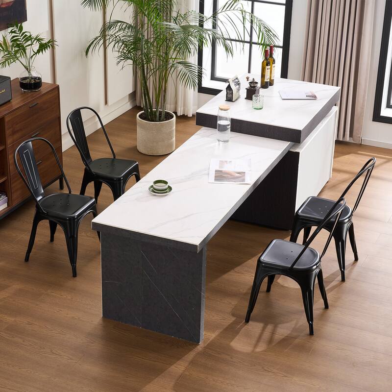 Metal Dining Chairs Set of 4 Stackable Indoor-Outdoor Patio Chair
