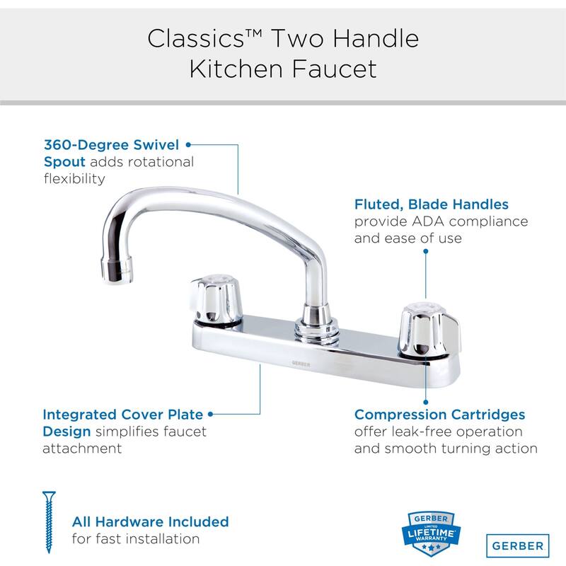 Gerber G0742426 Classics 1.75 GPM Standard Kitchen Faucet