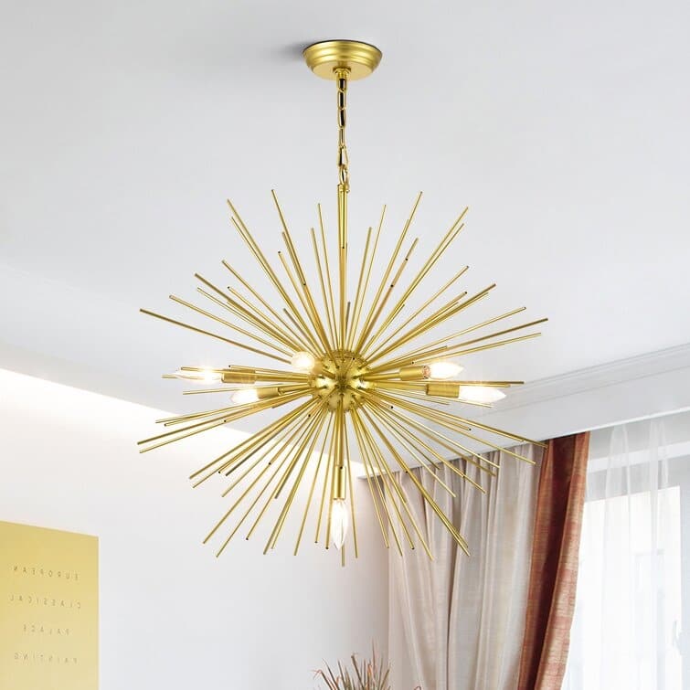 Maxax 7-Light Sputnik Sphere Chandelier with Wrought Iron Accents