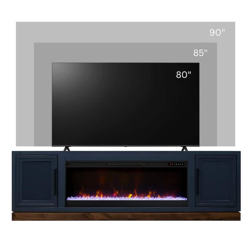 Bridgevine Home Nora 81 inch Fireplace TV Stand, for TVs up to 90 inches, Two-Tone Finish