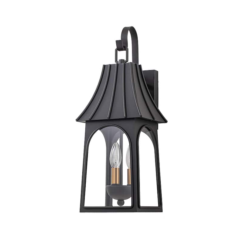 3-Light Outdoor Umbrella Dimmable Matte Exterior Lantern Wall Sconce Light - Matte Black