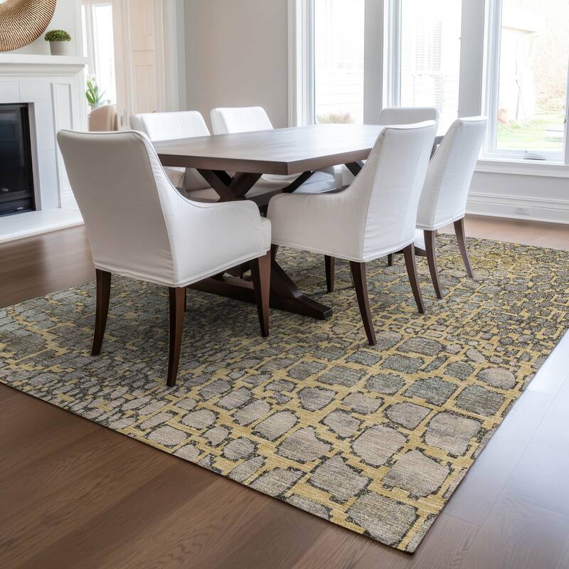 Machine Washable Indoor/ Outdoor Modern Cobble Chantille Rug
