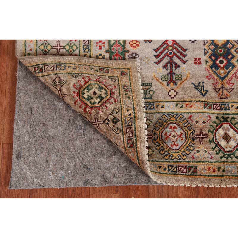 Hand Knotted Oriental 100% Wool Carpet Traditional Geometric Beige & Ivories Kazak Area Rug - 5' 8'' X 4' 0''
