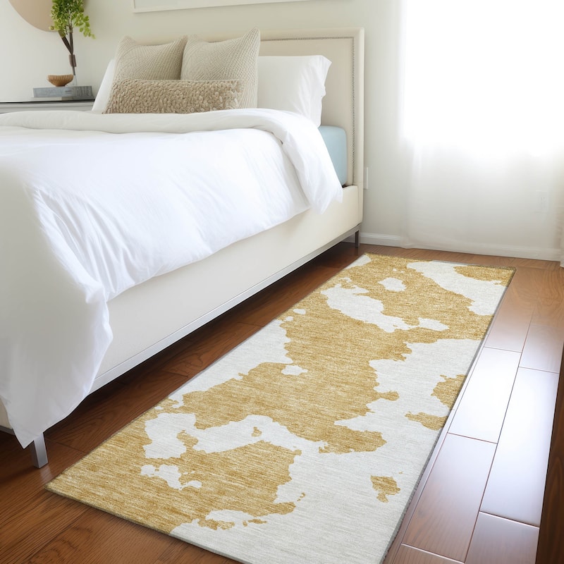 Premium Washable Super Soft Contemporary Islands Mayfield Rug - Gold - 2'3" x 7'6"