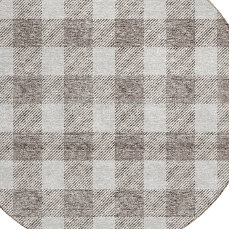 HomeRoots Plaid Transitional Rectangle Outdoor Rug