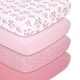 preview thumbnail 1 of 3, The Peanutshell Pink Roses Fitted Crib Sheet 4 Pack Set for Baby Girls