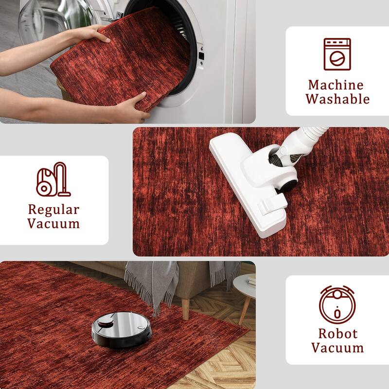 Rugs for Living Room Modern Abstract Area Rug Non-Slip Low Pile Accent Rug Soft Foldable Solid Rug