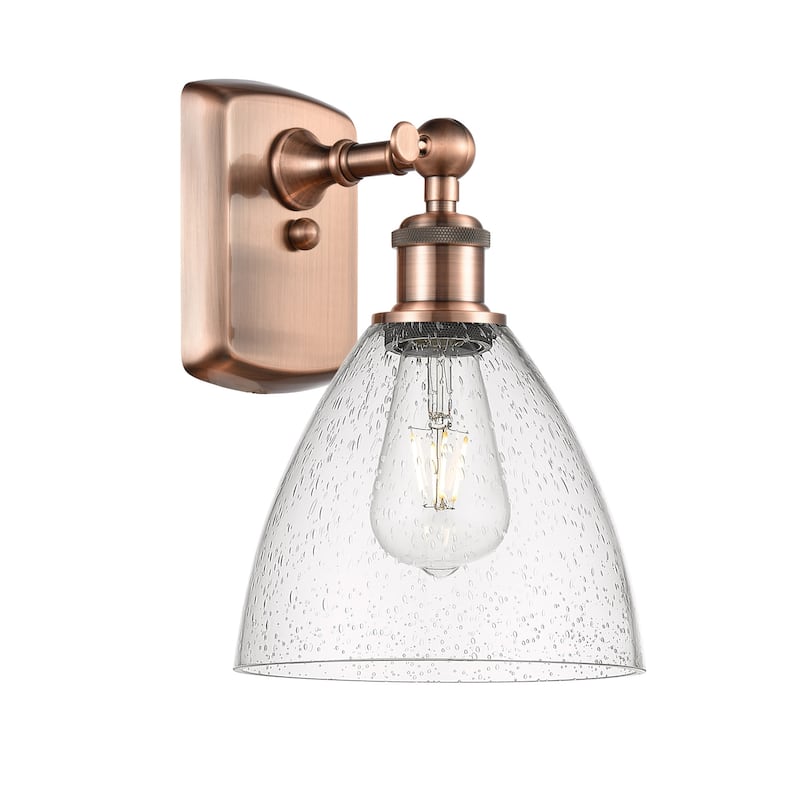 Innovations Lighting 516-1W-12-8 Bristol Sconce Bristol Glass 12" Tall - Antique Copper / Seedy
