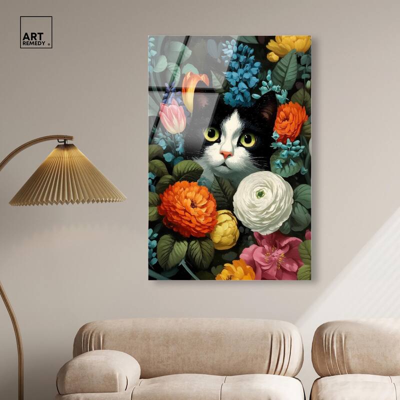 Secret Garden Cat Acrylic by Art Remedy, Ready to Hang