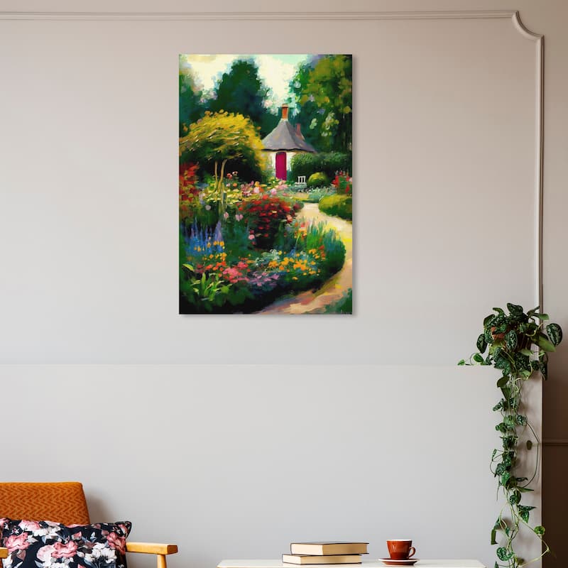 Wynwood Studio Canvas Floral and Botanical English Garden II Green and Cabin & Lodge Wall Art Canvas Print - Green, Red - 30 x 20