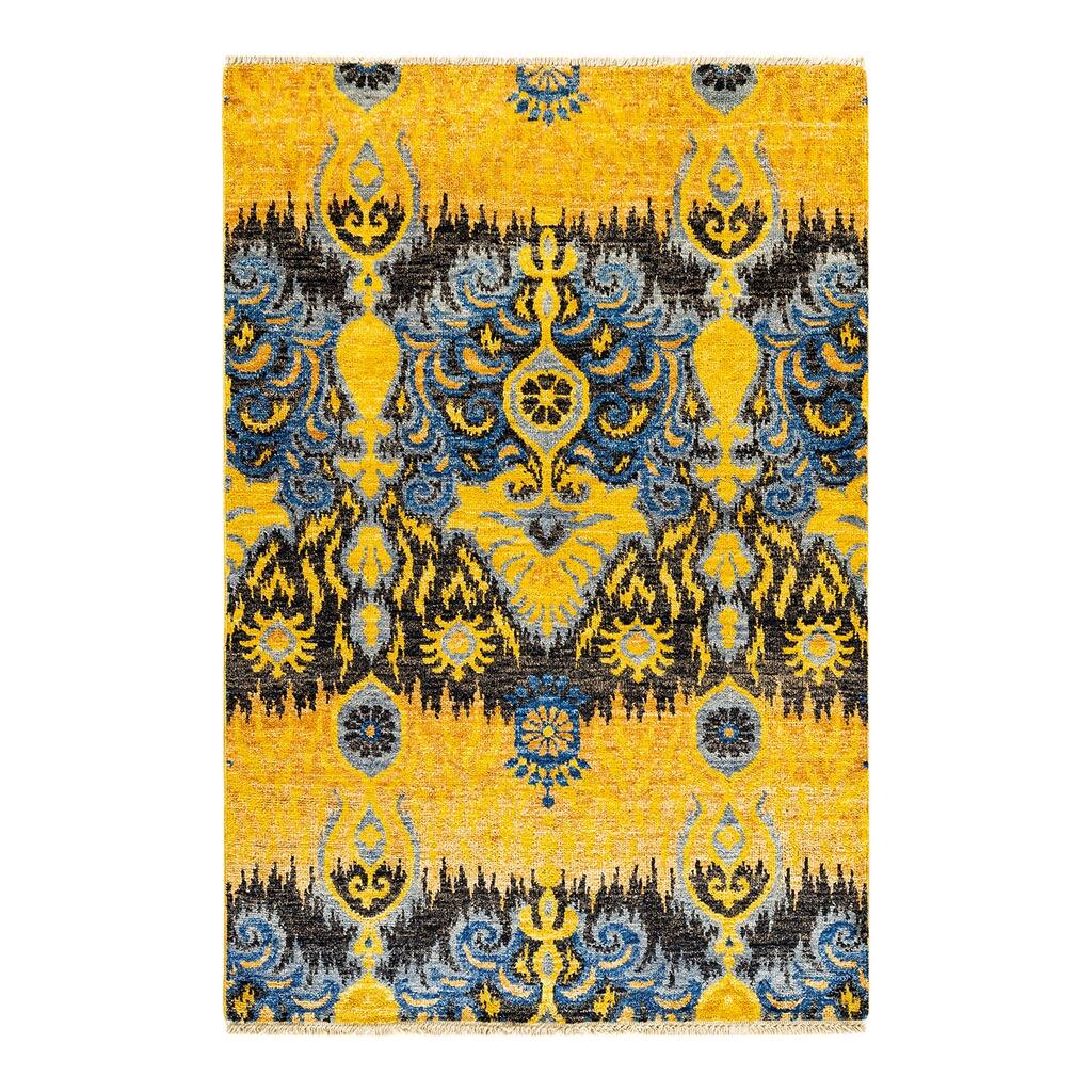 Overton Mogul One-of-a-Kind Hand-Knotted Area Rug - Yellow, 4' 1" x 6' 0" - 4' 1" x 6' 0"