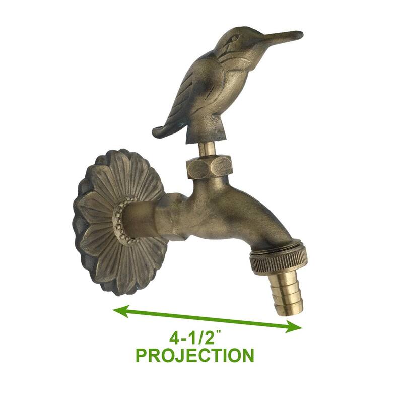 Outdoor Faucet 4.5" Brass Outside Faucet with Bird Shaped Bibcock Decorative Garden Faucet