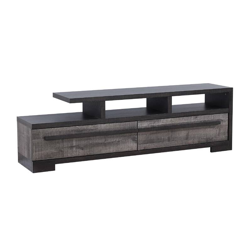 1pc Entertainment Console Modern Design Black Grey Wood Finish Open Shelf Two Spacious Drawers TV Stand