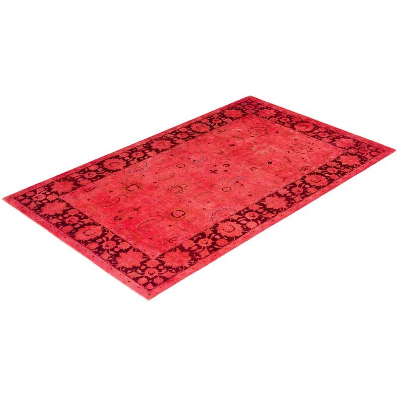 Overdyed, One-of-a-Kind Hand-Knotted Area Rug - Pink - 4' 8" x 7' 10"