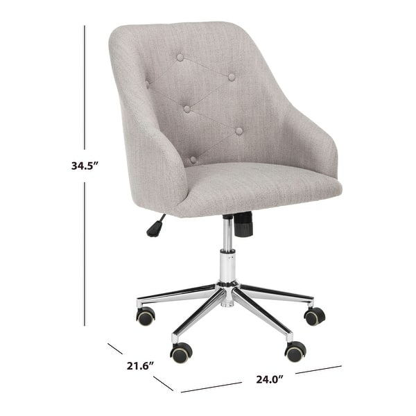 SAFAVIEH Evelynn Tufted Chrome Leg Swivel Adjustable Office Chair - 24" x 21.6" x 34.5"