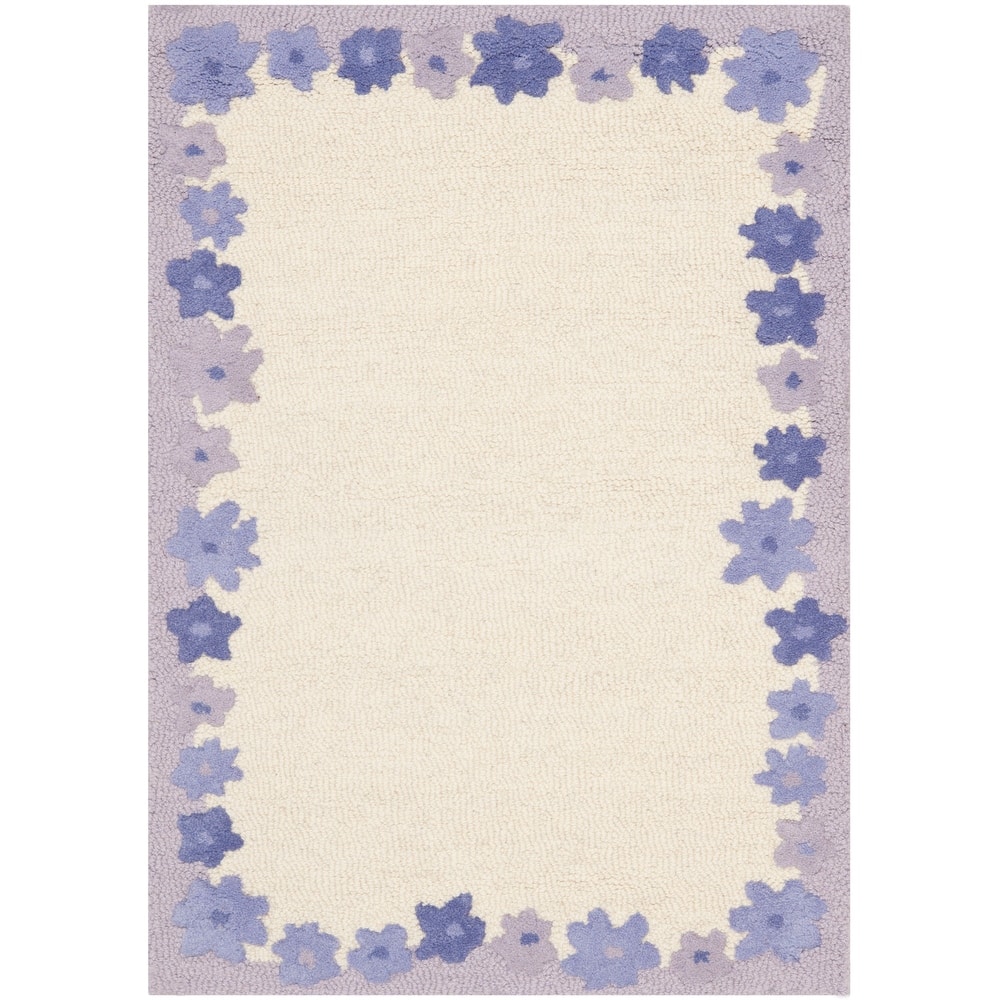 SAFAVIEH Handmade Children's Daisy Borders Ivory New Zealand Wool Rug