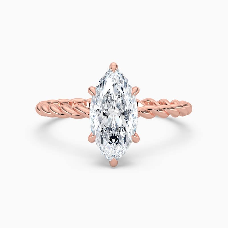Auriya 14K Gold Lab Grown Diamond Marquise Twisted Hidden Halo Engagement Ring 1.04 - 5.04ct. tw. (F-G, VS) - 2.00 carats - 5.5 - Rose