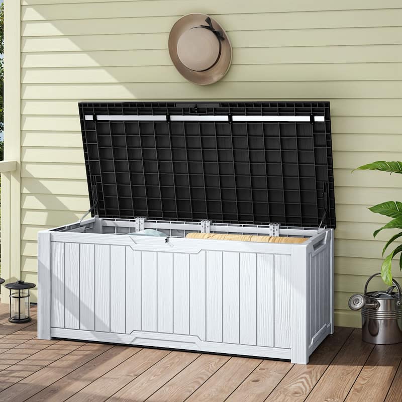 120 Gallons Large Resin Water Resistant Lockable Deck Box