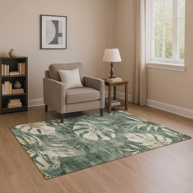 Premium Washable Super Soft Tropical Floral Mayfield Rug - Fern - 9' x 12'